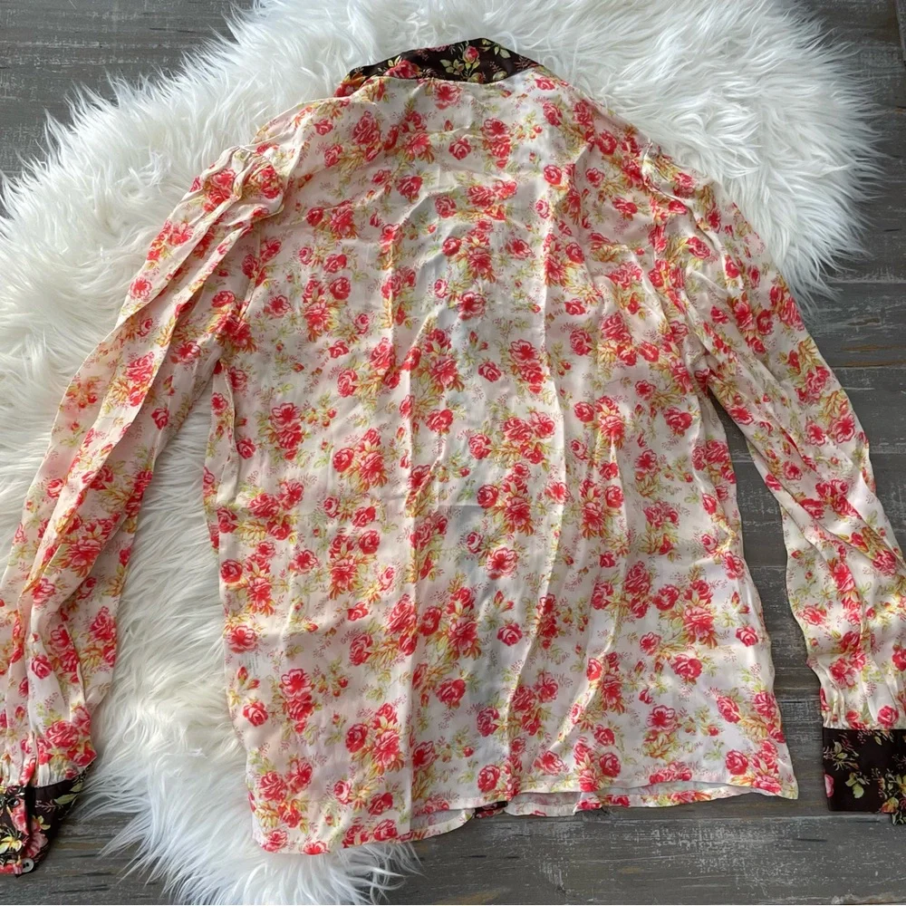 Anthropologie Hemant & Nandita Fatima Floral Button Down Blouse HTF Romantic Top - Picture 8 of 8